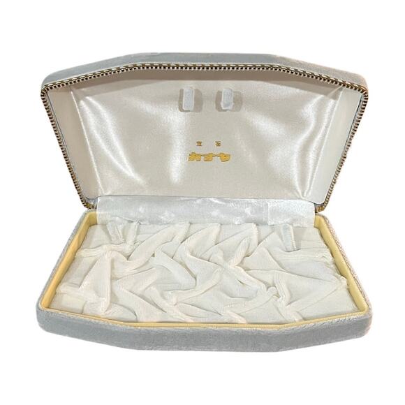 Vintage Japan Jewelry Travel Case Kanaya Brand Velvet Box Satin Interior - Picture 1 of 12
